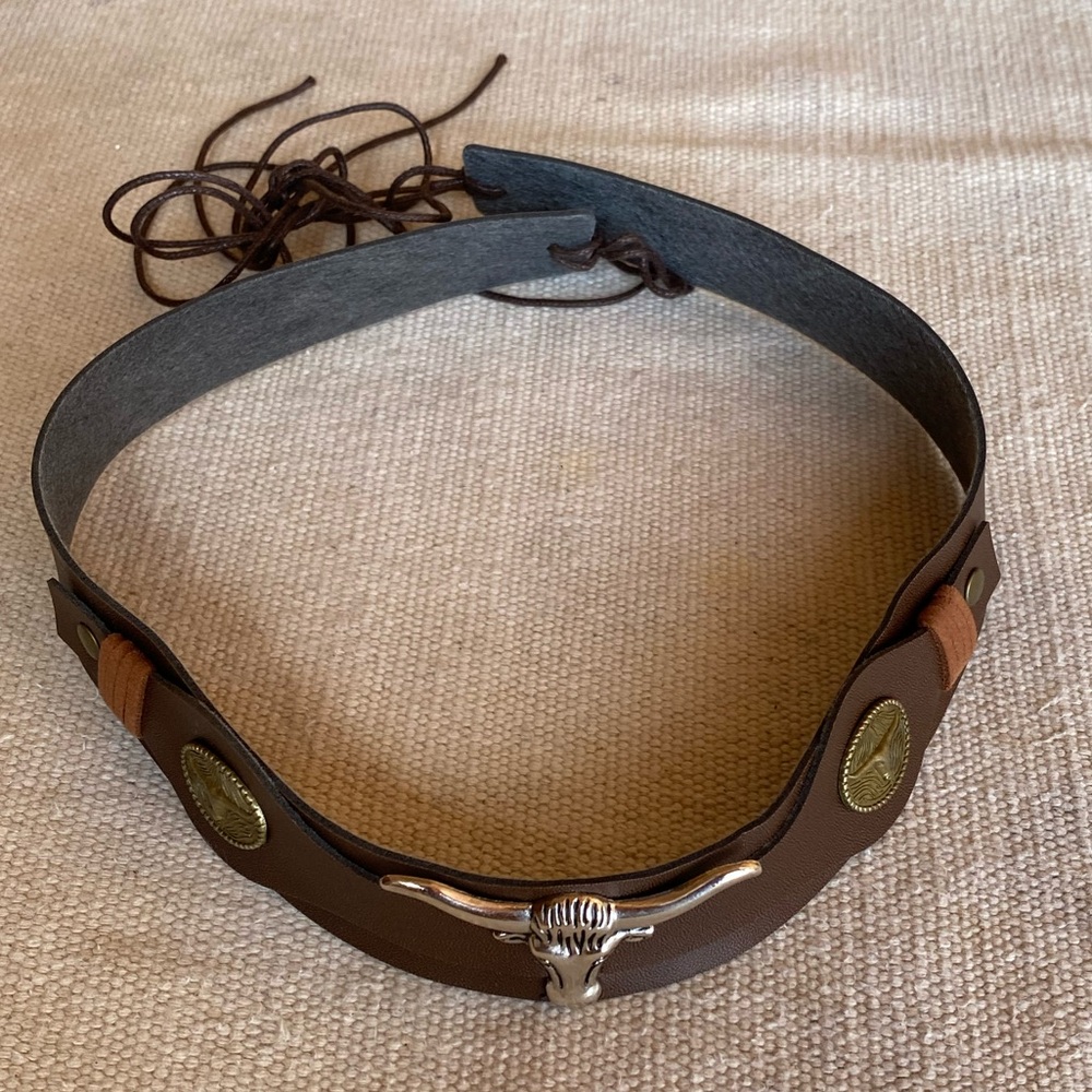 NWOT Brown Leather Western Hat Band with Silver Buckle Buffalo